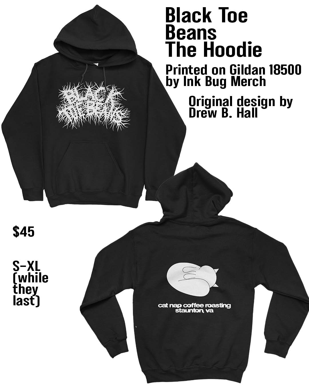 Black Toe Beans Hoodie – Cat Nap Coffee Roasting